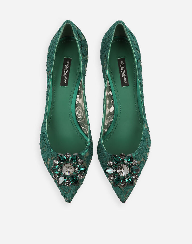 Dolce & Gabbana Lace rainbow pumps with brooch detailing Green CD0066AL198