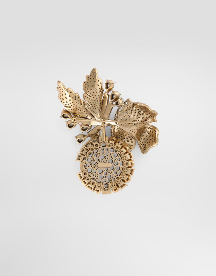 Dolce & Gabbana Spilla orologio a fiore con strass Oro WPS7S7W1111