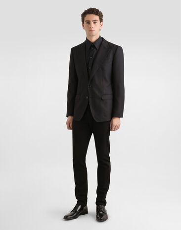 Dolce & Gabbana جاكيت صوف تاورمينا بصف أزرار مفرد أسود G2NW0TFU25E