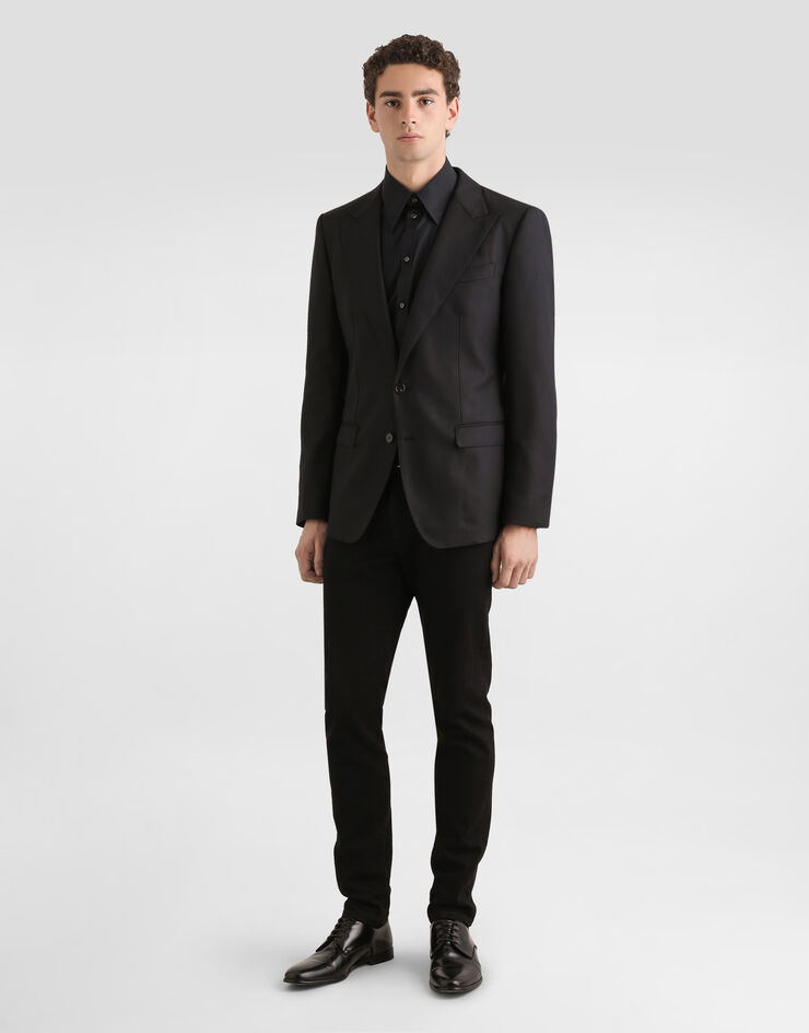 Dolce & Gabbana جاكيت صوف تاورمينا بصف أزرار مفرد أسود G2NW0TFU25E