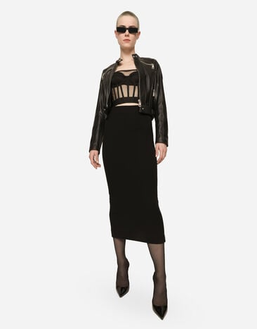 Dolce&Gabbana Top bustier en tulle avec baleines Noir F778QTFLMRW