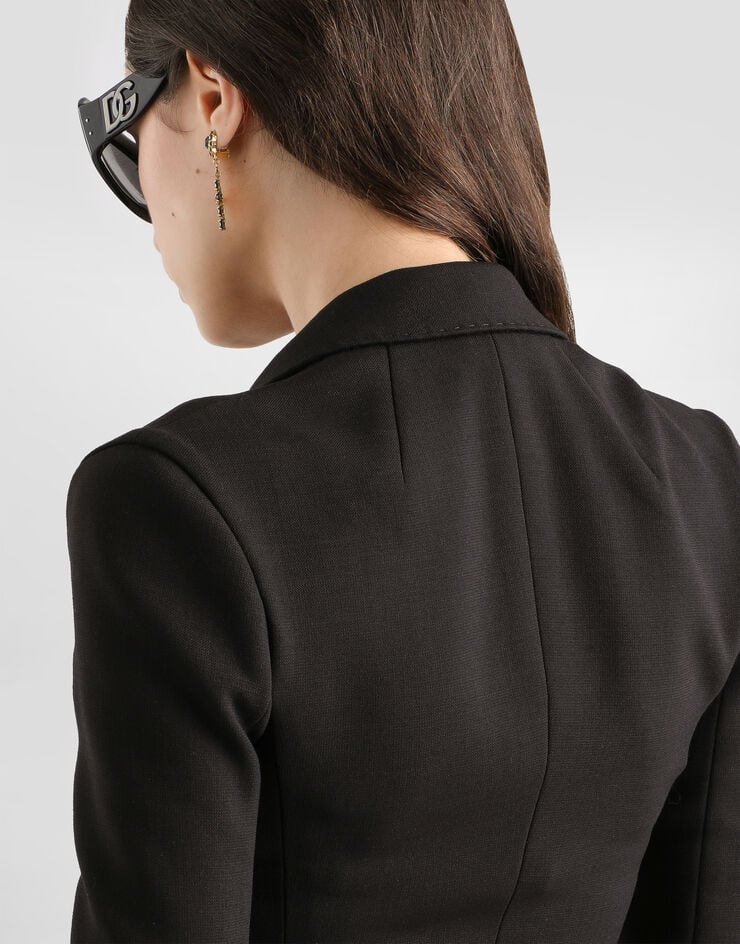 Dolce & Gabbana Single-breasted wool canvas jacket Black F27HATFUBCE
