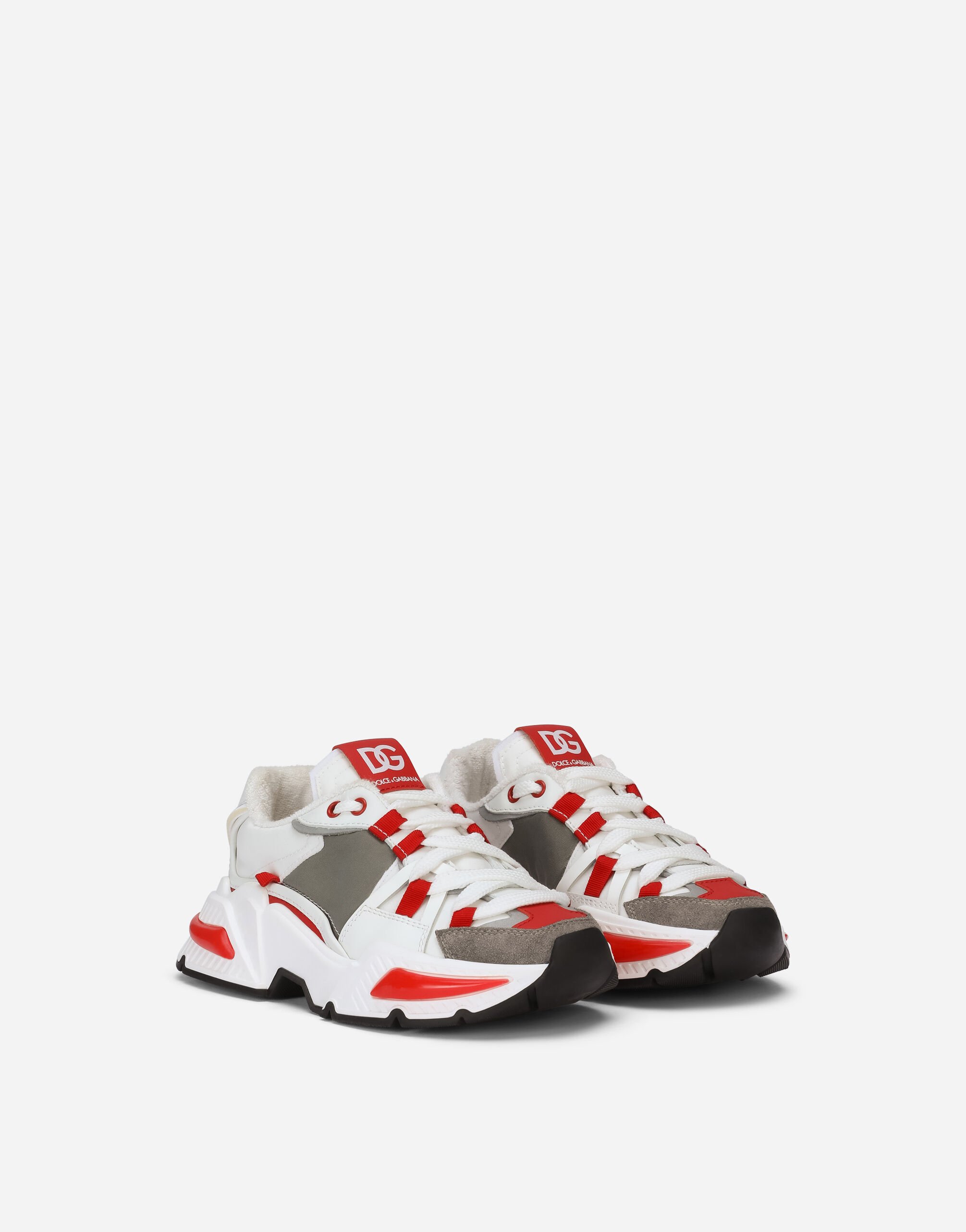 【関税&送料込】Dolce & Gabbana White Airmaster Sneakers Airmaster suede-trimmed sneakers in white - Dolce Gabbana