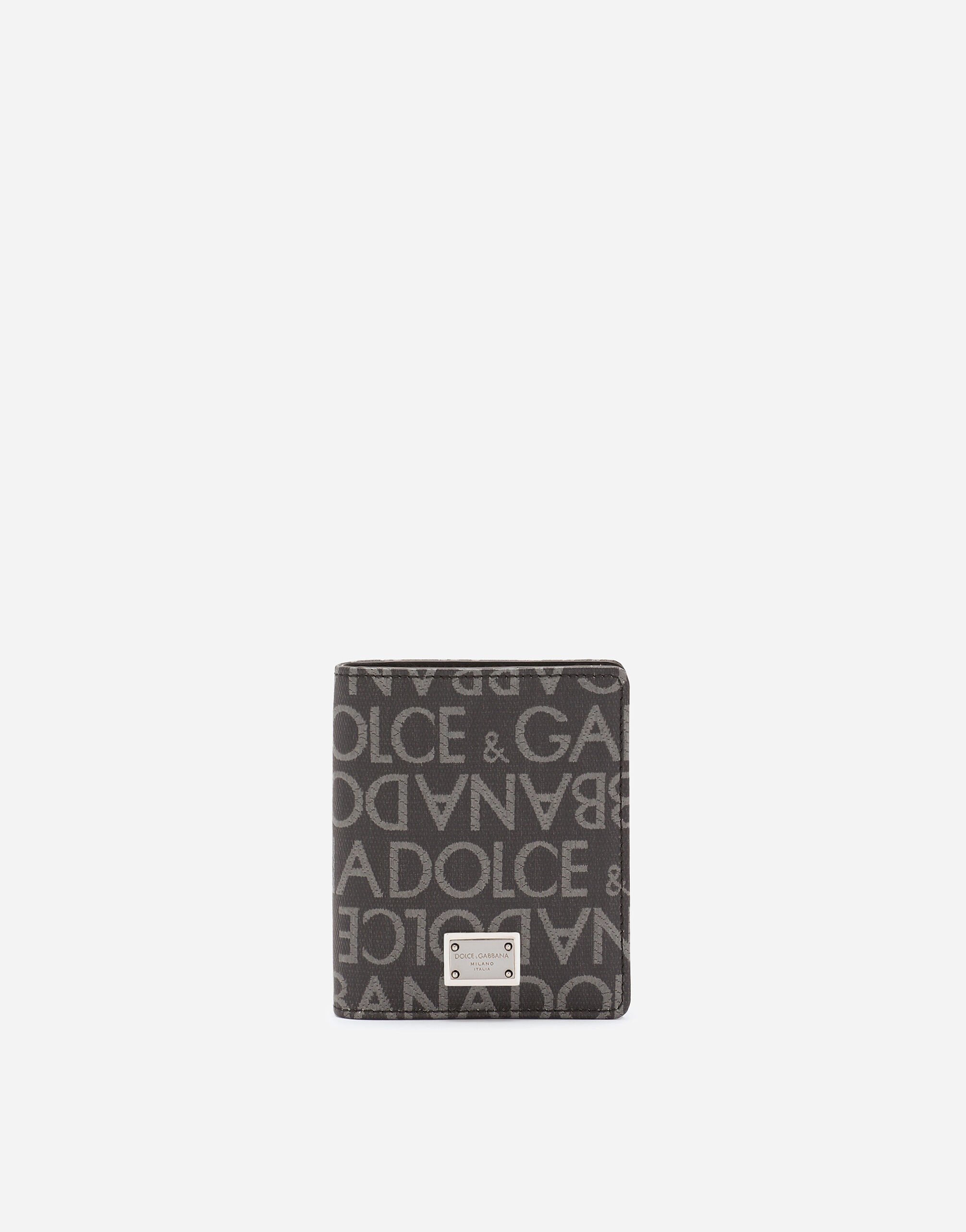 Dolce & Gabbana حافظة بطاقات ثنائية الطي من جاكار مطلي أسود BP3309A8034