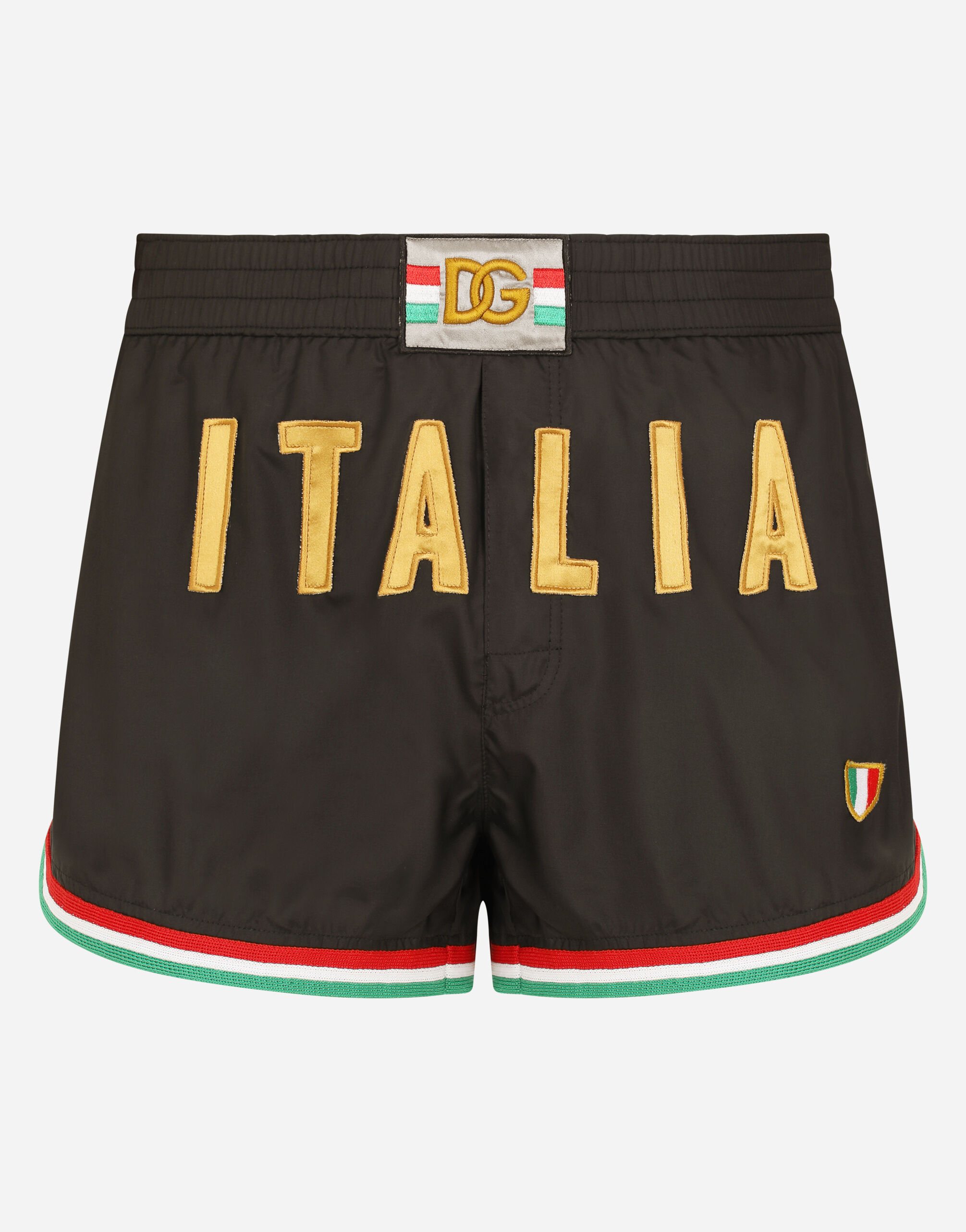 Short swim shorts with Italy DG patch in Black for Men Dolce Gabbana US