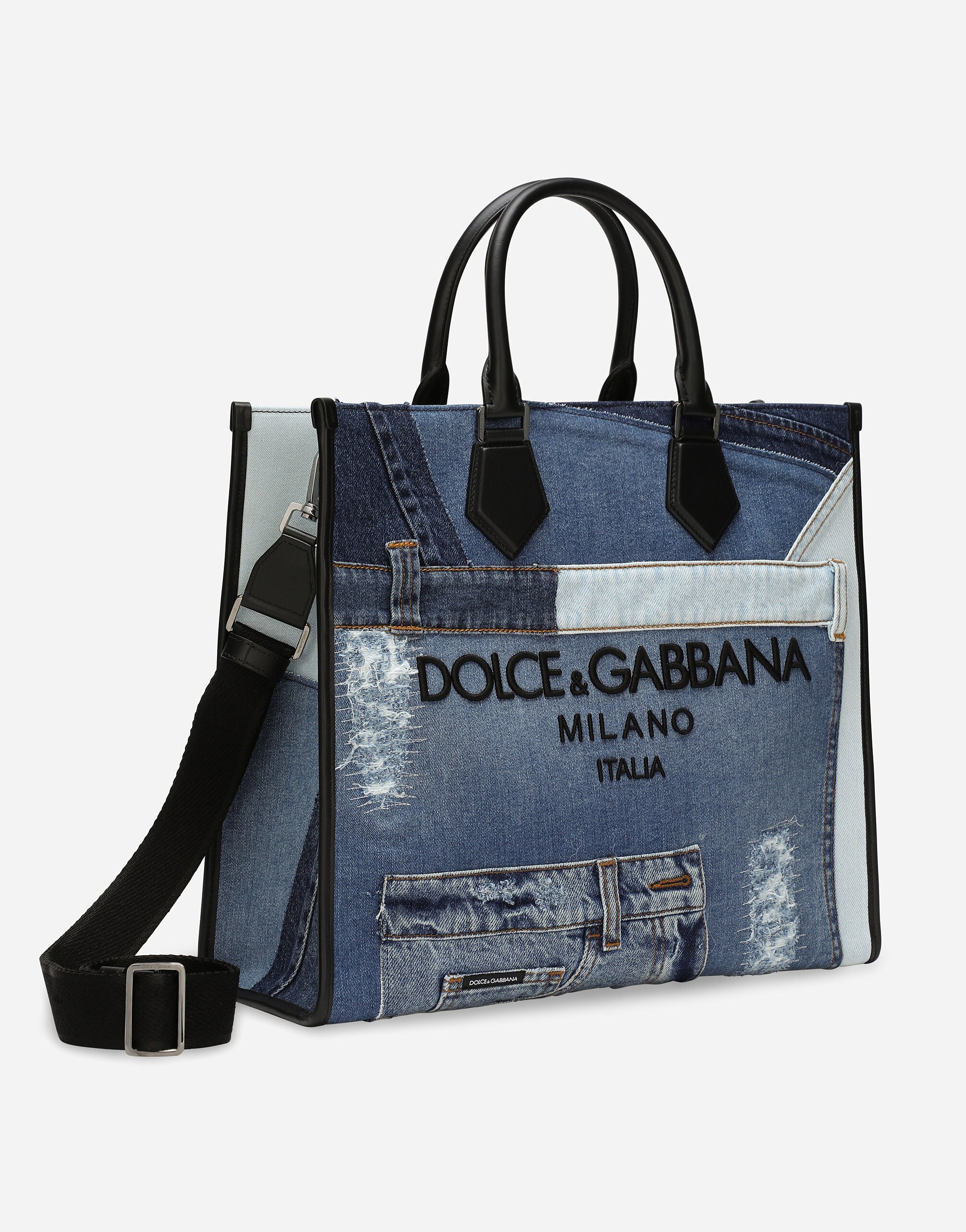 ブルーのメンズ Large denim patchwork shopper | Dolce&Gabbana®
