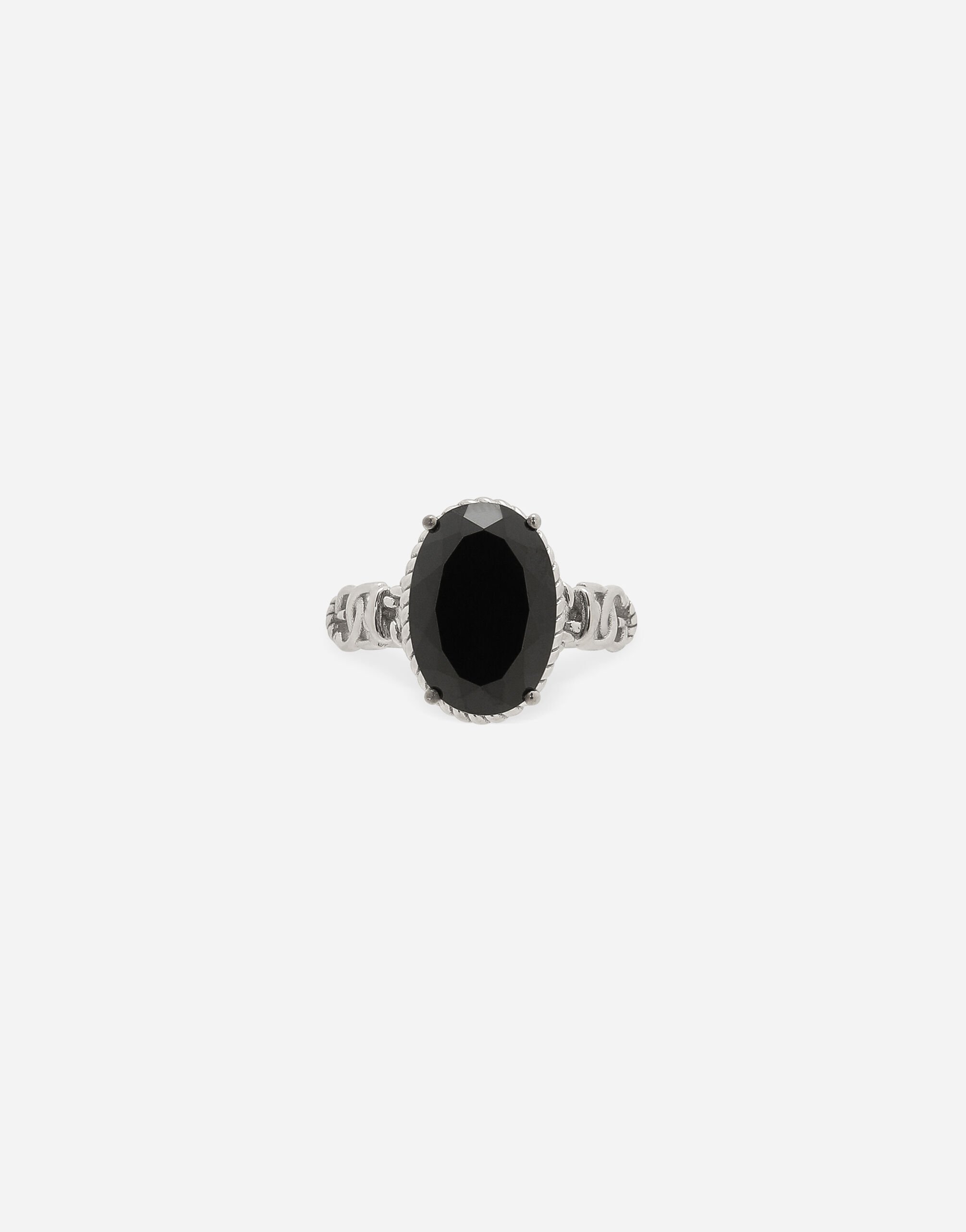 Dolce & Gabbana Bague Anna en or blanc 18 ct avec spinelle noir Blanc WRQA1GWSPBL