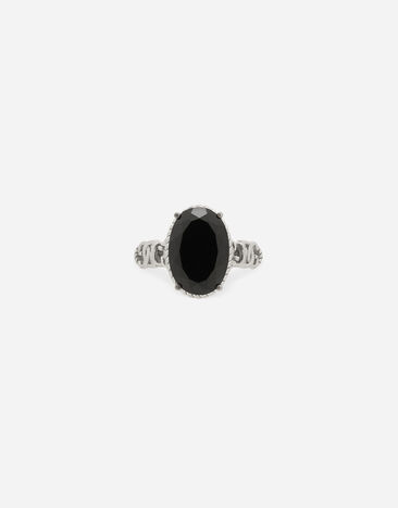 Dolce & Gabbana Bague Anna en or blanc 18 ct avec spinelle noir Blanc WRQA1GWSPBL