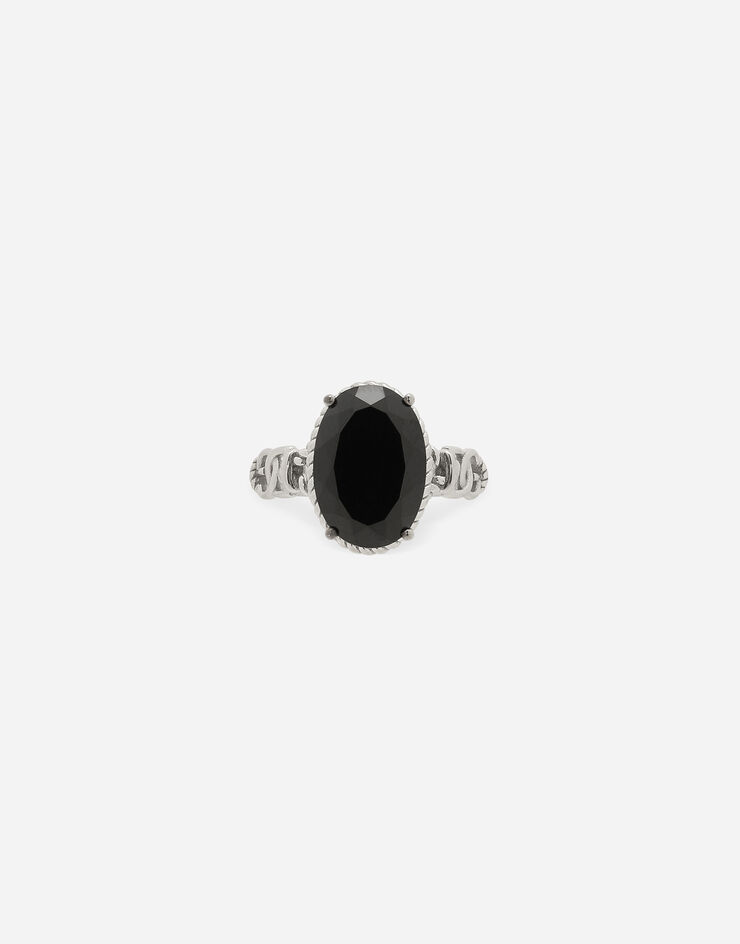 Dolce & Gabbana Bague Anna en or blanc 18 ct avec spinelle noir Blanc WRQA1GWSPBL