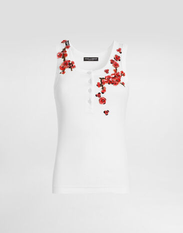 Dolce & Gabbana Ribbed tank top White F8W41ZFU7AV