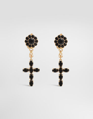Dolce & Gabbana Boucles d’oreilles pendantes avec croix Noir WEQ4S3W1111