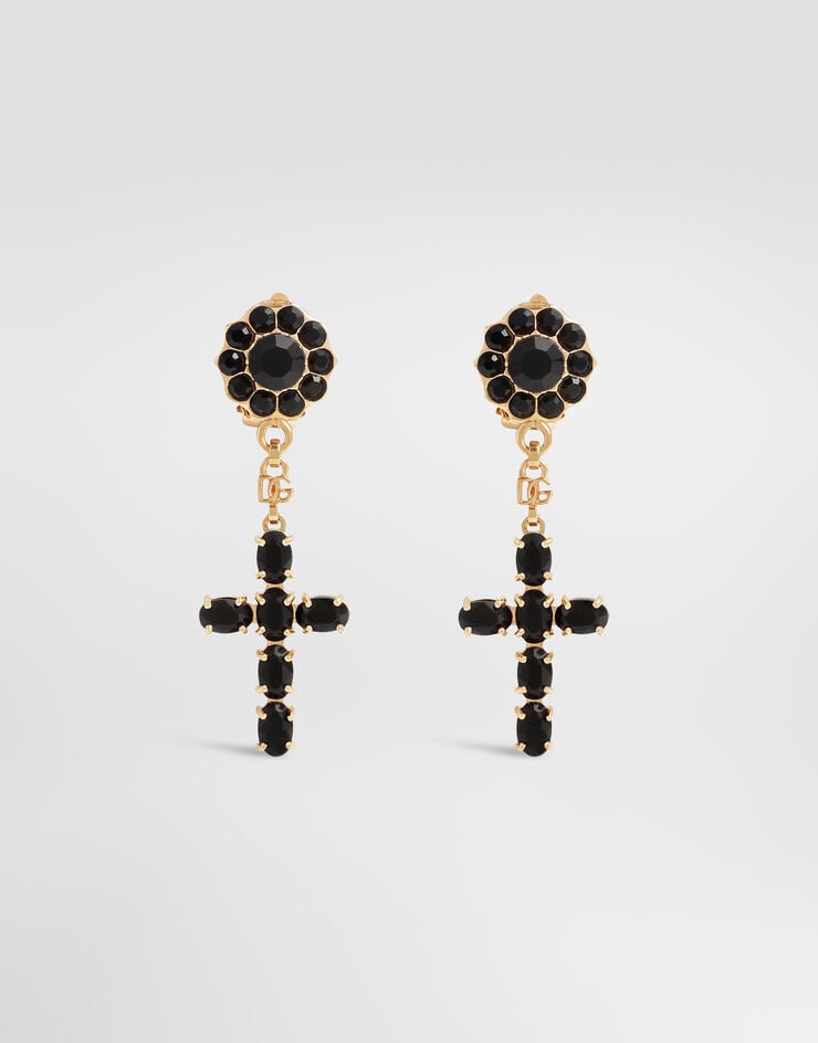 Dolce & Gabbana Pendientes colgantes con cruz Dolce & Gabbana Pendientes colgantes con cruz Negro WEQ4S3W1111