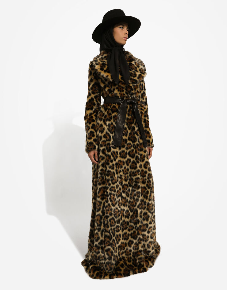 Dolce & Gabbana Long leopard-print faux fur coat Отпечатки F0E1KFFJSCU