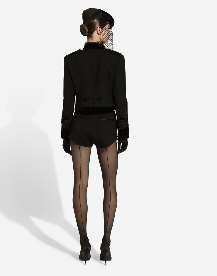 Dolce & Gabbana Frackjacke aus Wollgabardine-Double mit Knebelverschlüssen Schwarz F27CRTFU272
