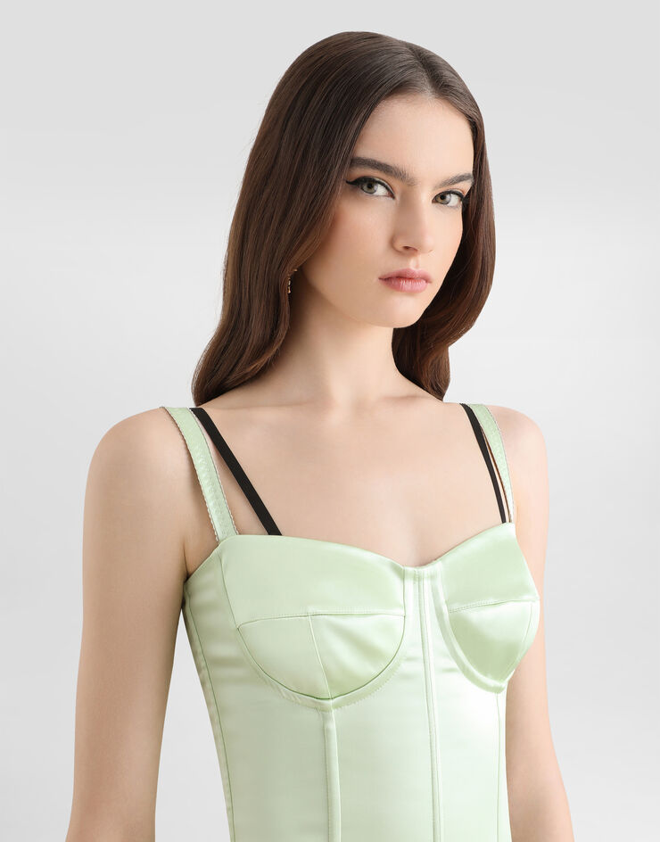 Dolce & Gabbana فستان من ساتان مطاطي Green F6DIHTFURAD