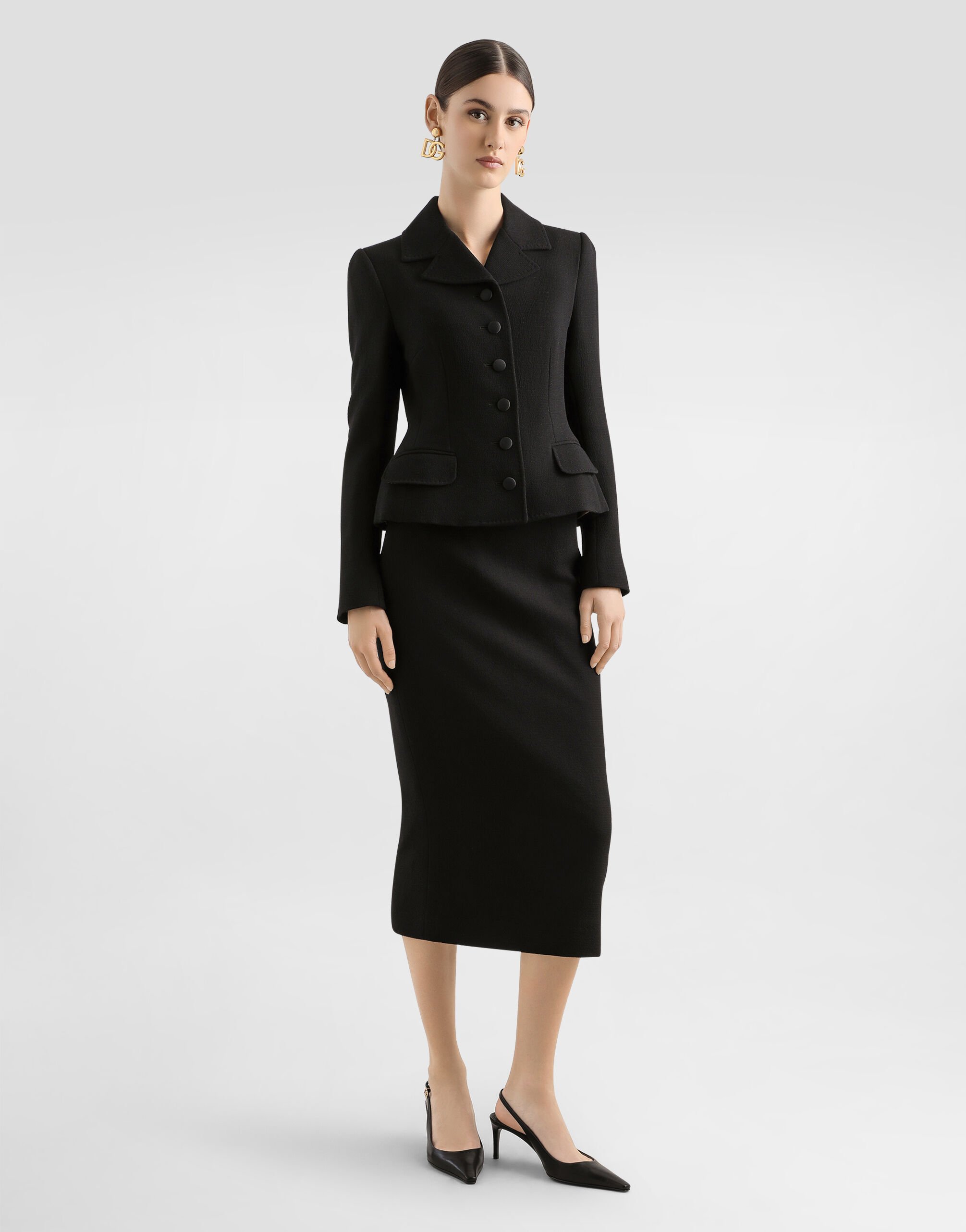 Single-breasted virgin wool jacket in Black for Women