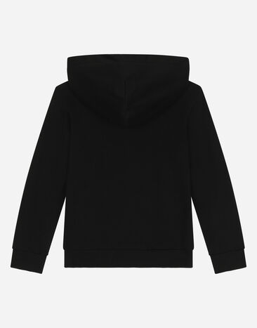 Dolce & Gabbana Zipped hoodie with DG logo plaque Black L4JW2VG7I2P