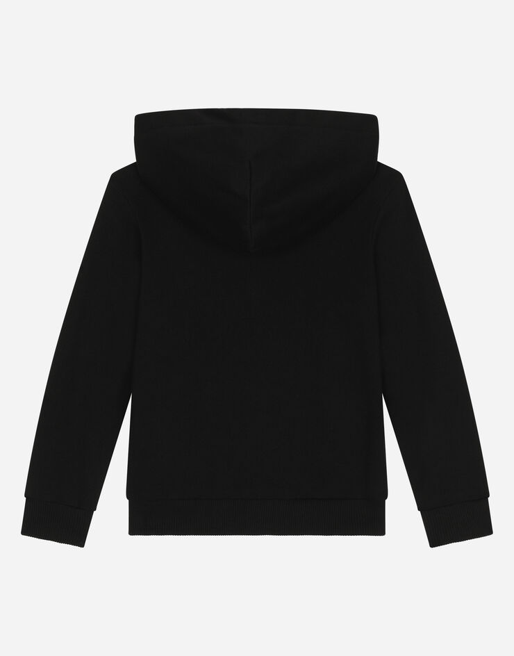 Dolce & Gabbana Sweat-shirt zippé avec capuche et plaquette à logo Noir L4JW2VG7I2P