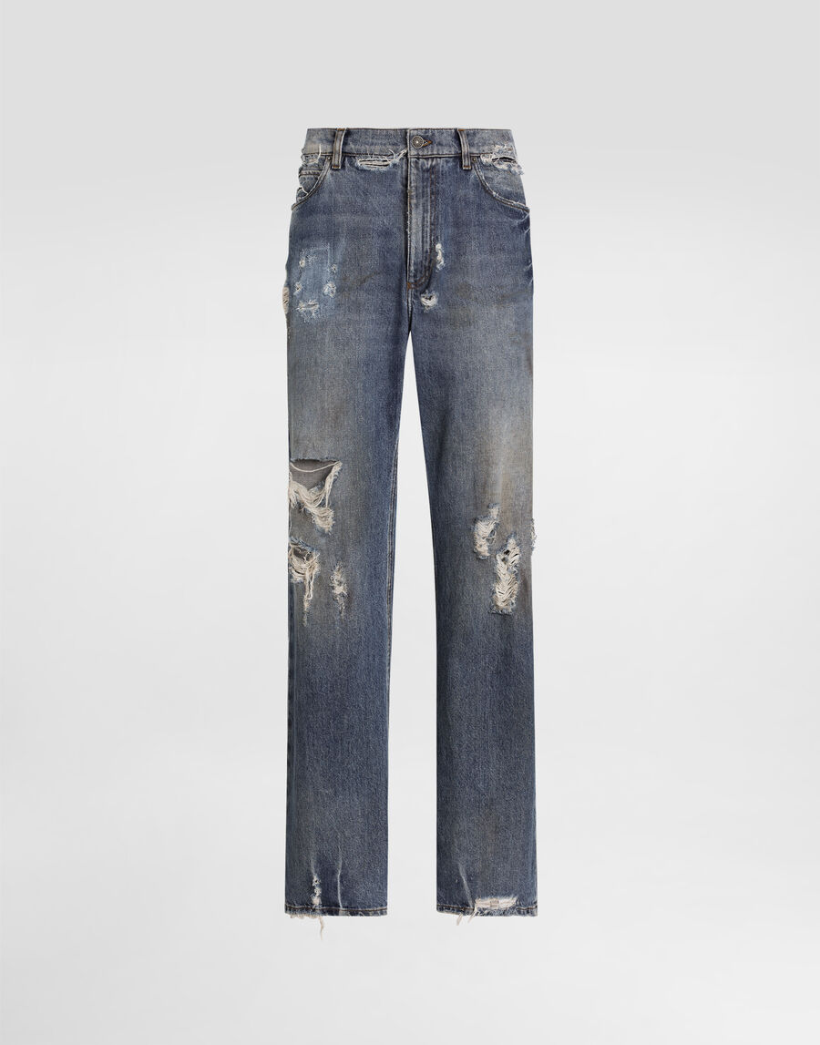 Oversize cotton jeans with tag