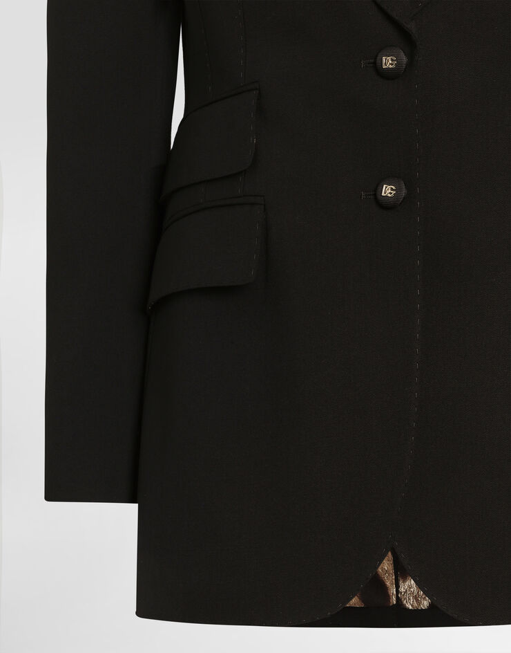 Dolce & Gabbana Veste TURLINGTON à simple boutonnage avec doublure à imprimé léopard Dolce & Gabbana Veste TURLINGTON à simple boutonnage avec doublure à imprimé léopard Black F29Z8TGDDPS