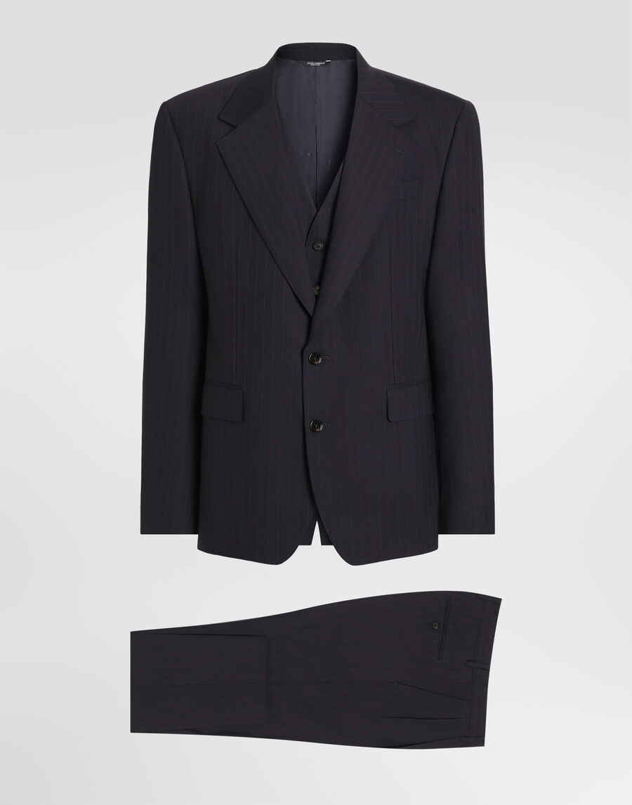 Single-breasted sicilia light pinstripe wool suit