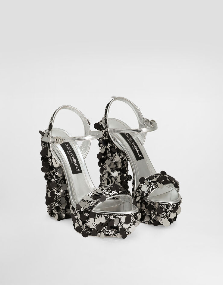 Dolce & Gabbana 시퀸 플랫폼 샌들 실버 CR1815A6M40