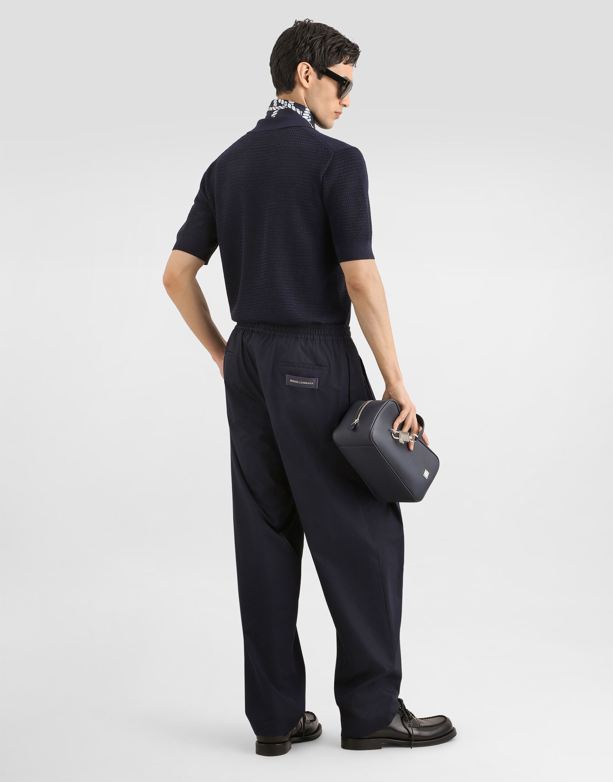 Silk polo shirt with micro-stitch detailing - thumbnail 3