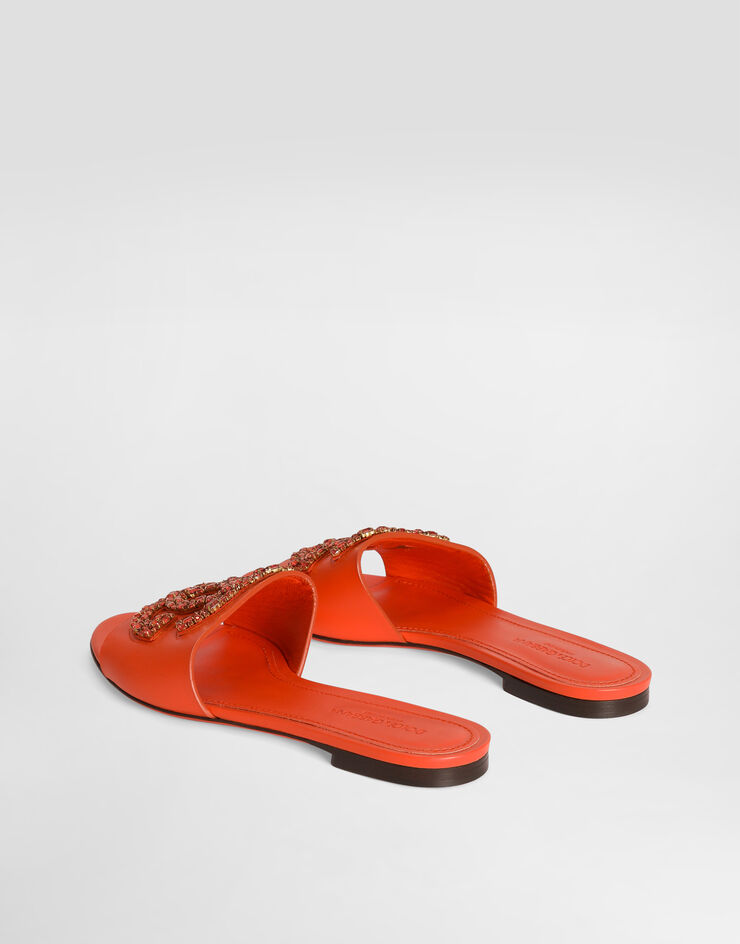 Dolce & Gabbana Flat slides in calfskin with embroidery Multicolor CQ0697A0407