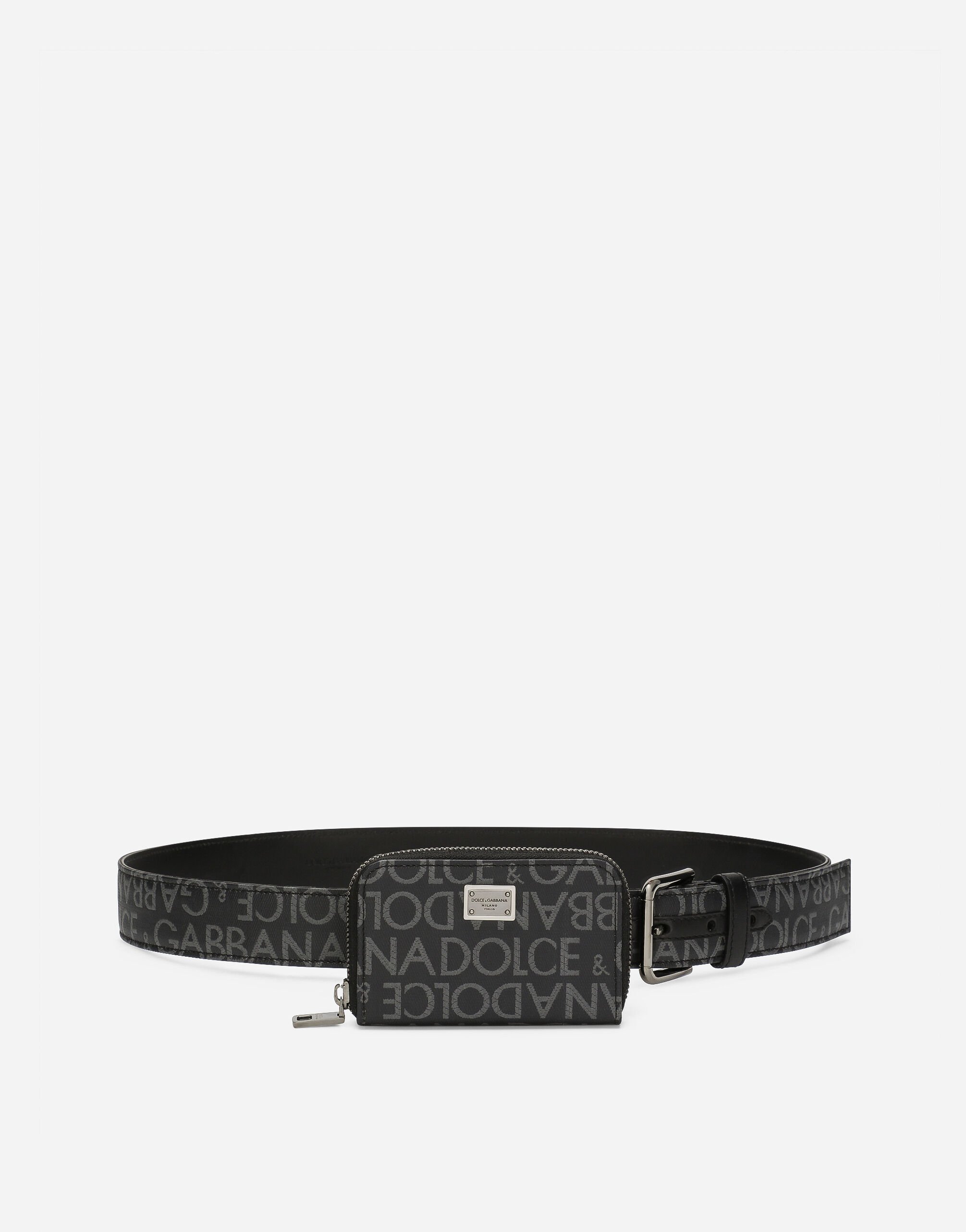 Dolce & Gabbana Cintura multifunzione in jacquard spalmato Nero BC4646AX622