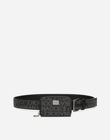 Dolce & Gabbana Multi-functional coated jacquard belt Brown BC4675AT489