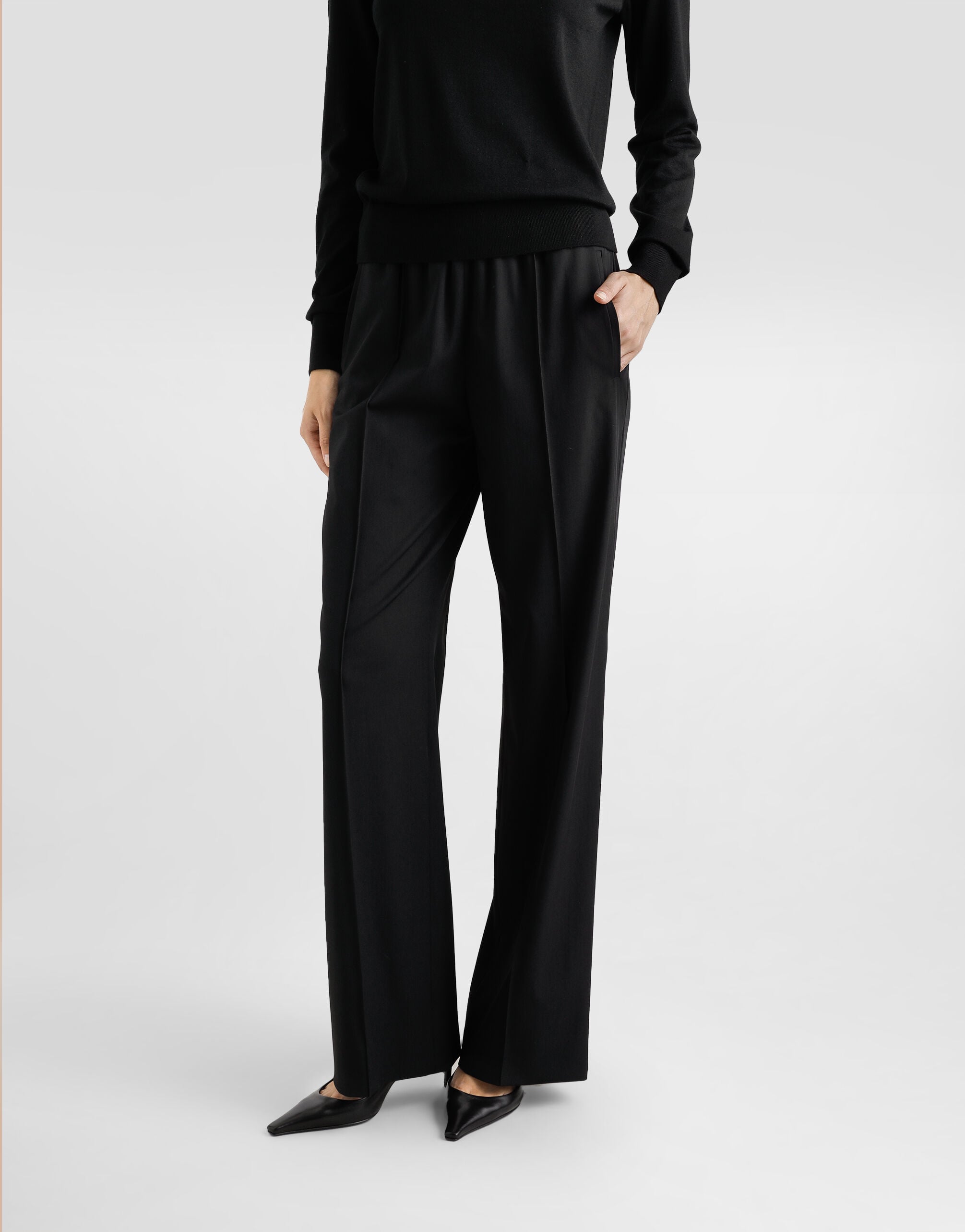 Woolen palazzo-style jogging pants - thumbnail 4