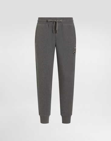 Dolce & Gabbana Jersey trousers with heraldic patch Grey GP07TZG7PZT