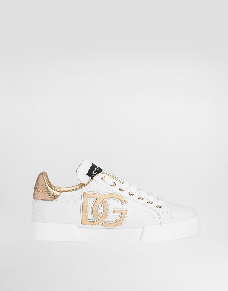 Dolce & Gabbana Sneaker Portofino in pelle di vitello con logo DG Bianco CK1545AD780