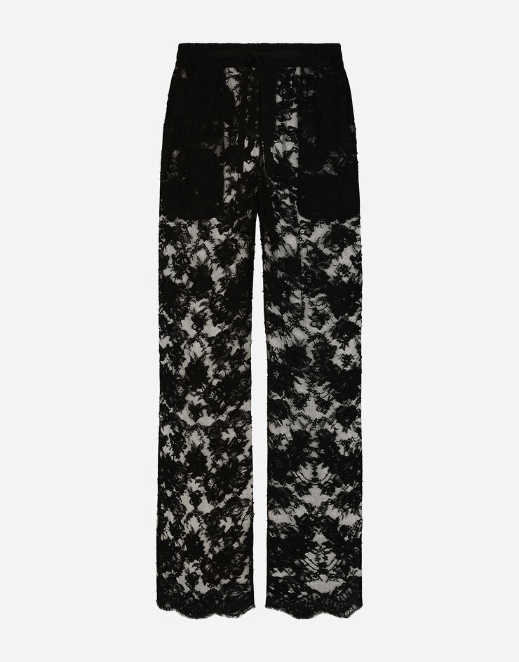 Dolce & Gabbana Pyjamahose aus Chantilly-Spitze Black GP074THLMQJ