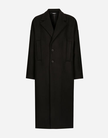 Dolce & Gabbana Abrigo oversize de botonadura sencilla de lana Negro G048NTFU28H
