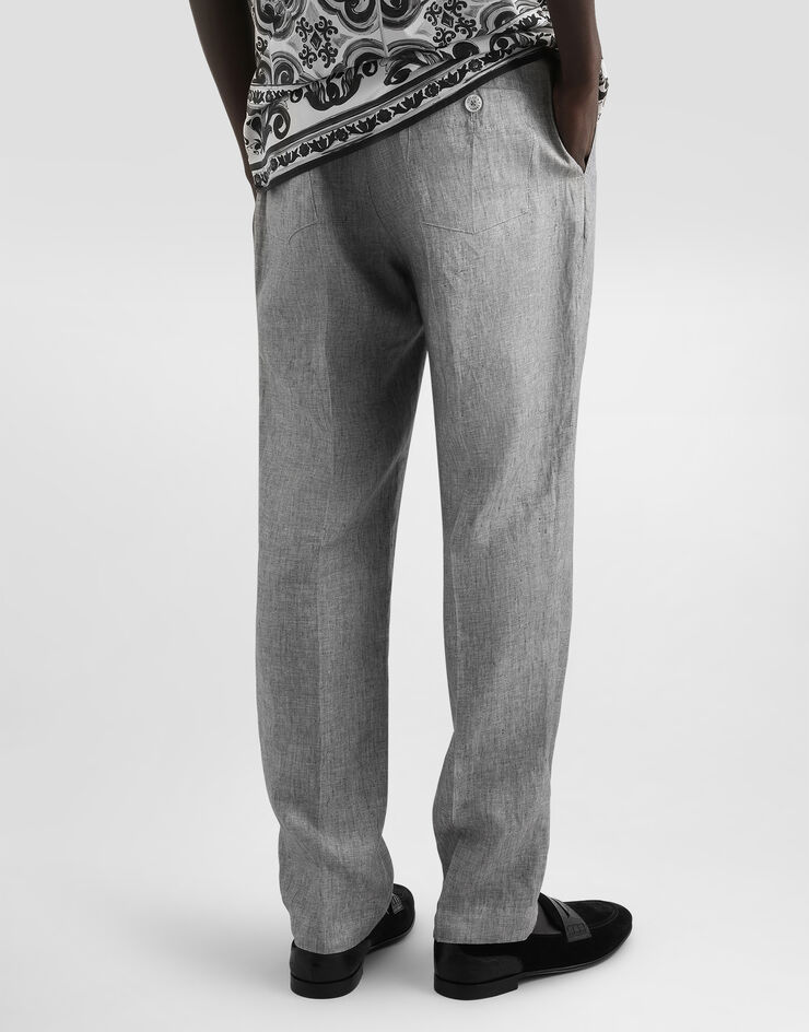 Dolce & Gabbana Hose aus Leinenstoff Délavé Grau GP12PTFU4MF