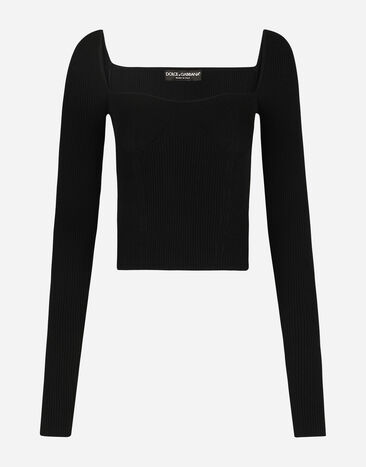 Dolce & Gabbana Full-fashioned viscose sweater Black FXI48TJAIL1