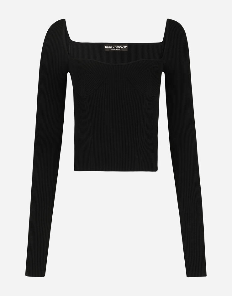 Dolce & Gabbana Full-fashioned viscose sweater Black FXG67TJAIFJ