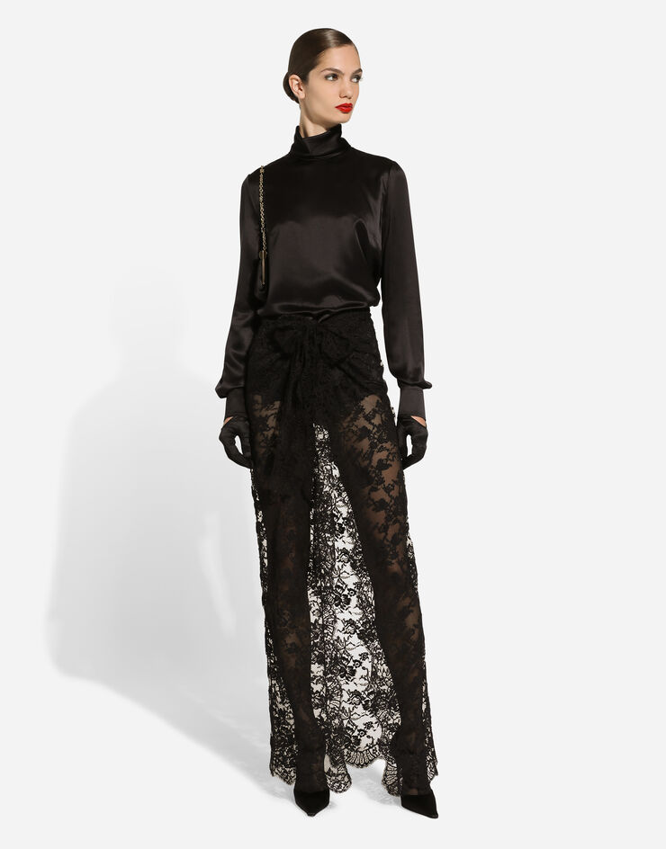 Dolce & Gabbana Blusa en raso de seda Negro F7AI0TFU1AU