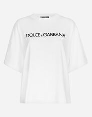 Dolce&Gabbana Short-sleeved cotton T-shirt with Dolce&Gabbana lettering White F8U44ZGDBZR