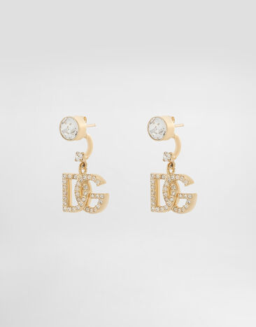 Dolce & Gabbana DG 로고 & 라인스톤 이어링 골드 WEN6L1W1111