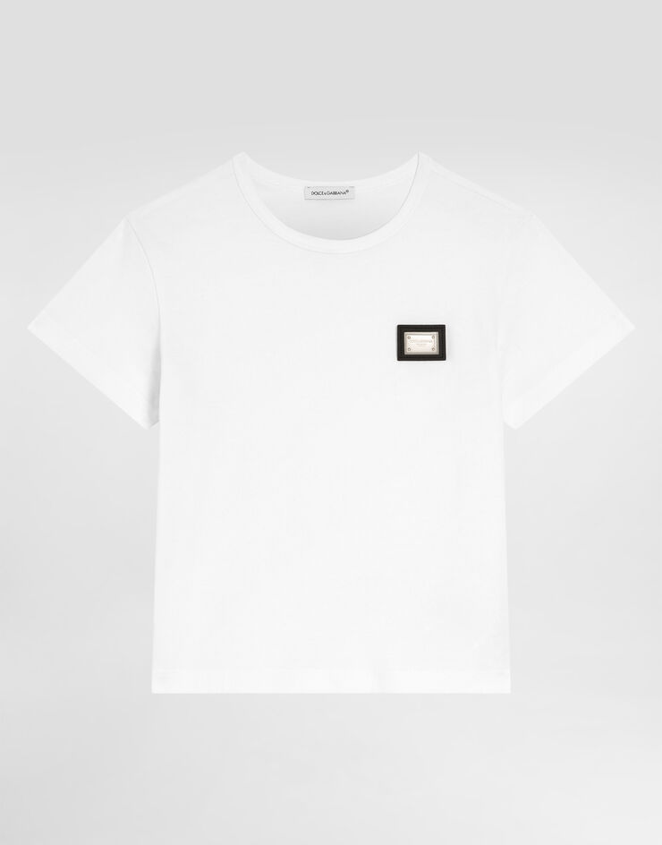 Dolce & Gabbana Jersey t-shirt with logo plate Dolce & Gabbana Jersey t-shirt with logo plate White L4JT7TG7P1T