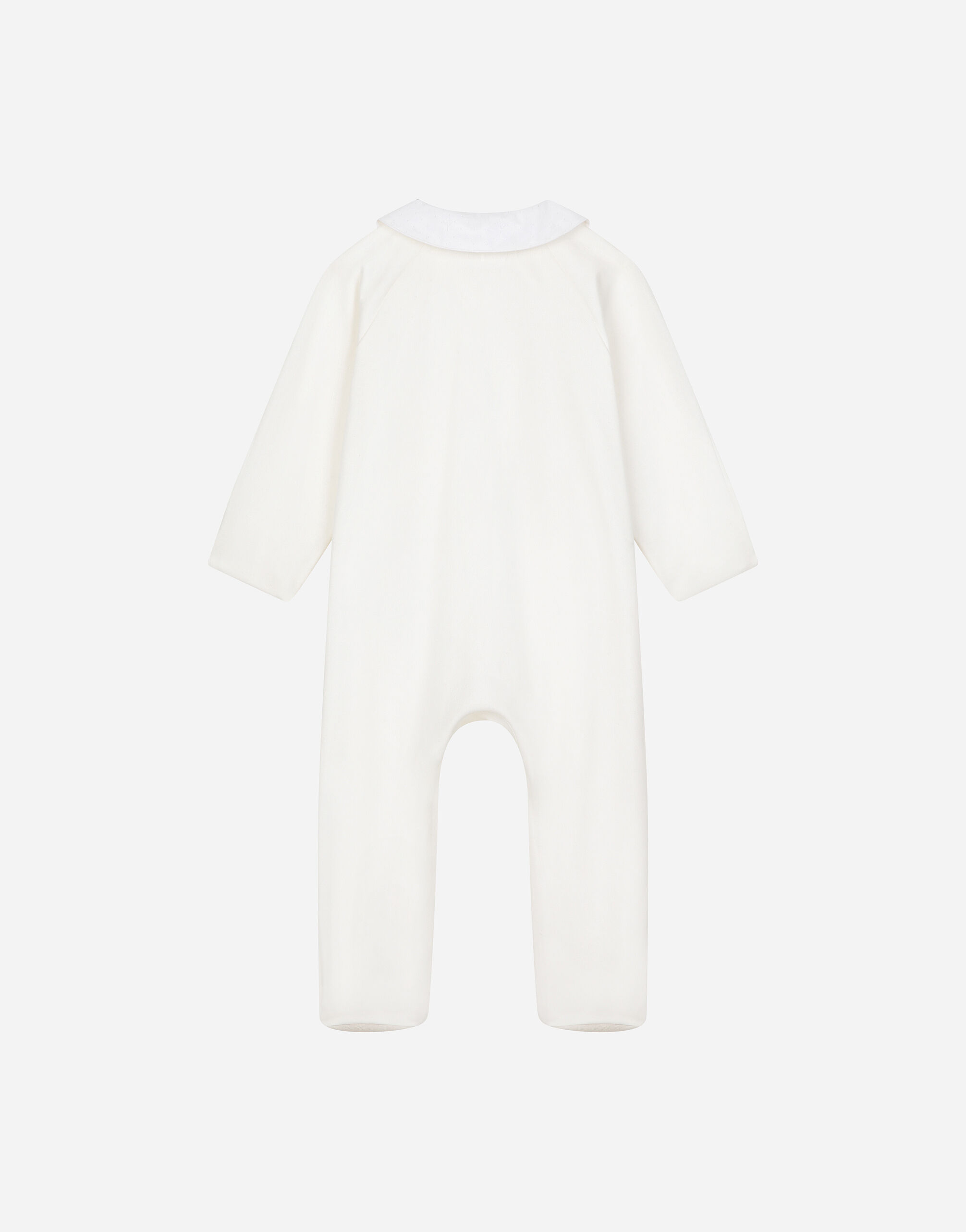 Polka dot interlock and jacquard onesie with DG logo in White for Boys Dolce Gabbana