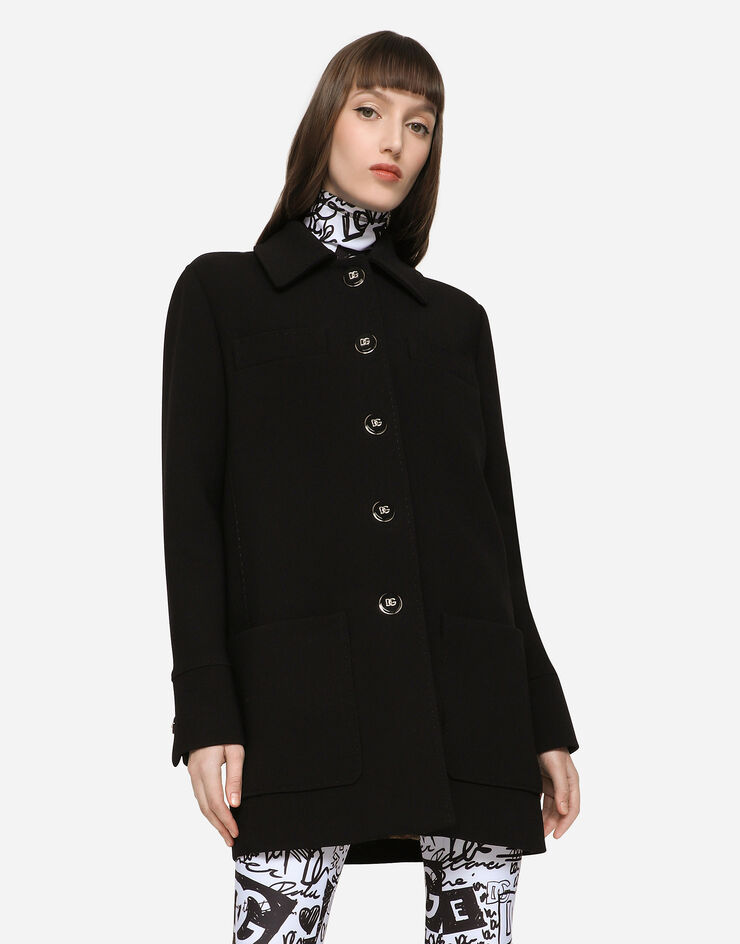 Dolce & Gabbana Double crepe peacoat with galalith buttons Black F0C1ITFU3QE