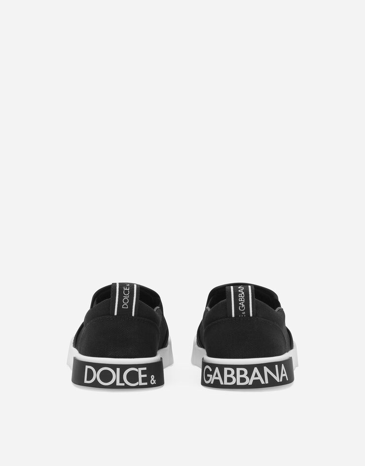 Canvas Portofino slip-on sneakers in Black for Men | Dolce&Gabbana®