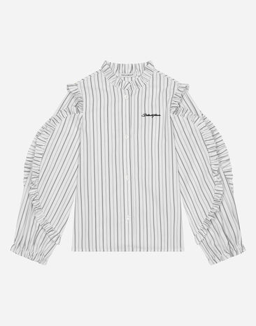 Dolce & Gabbana Striped poplin shirt with embroidered Dolce&Gabbana logo Print L56S24HS5SU