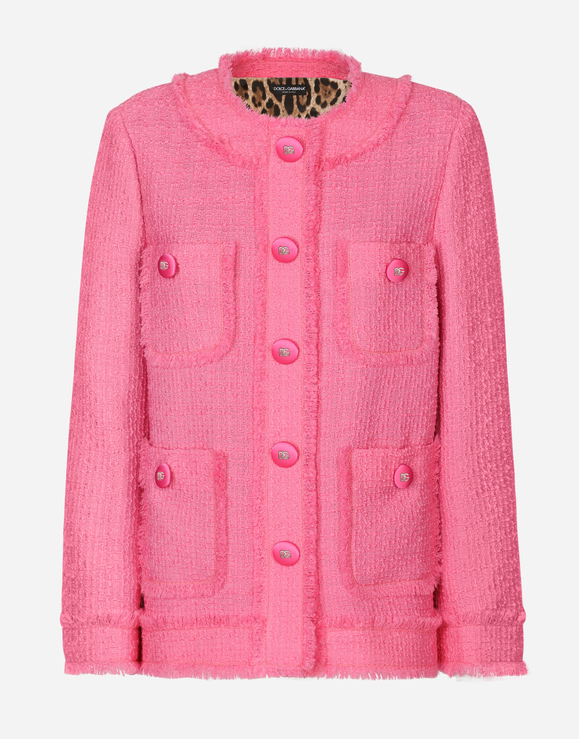 Dolce & Gabbana Single-breasted raschel tweed jacket Pink F29TPTFMMHN