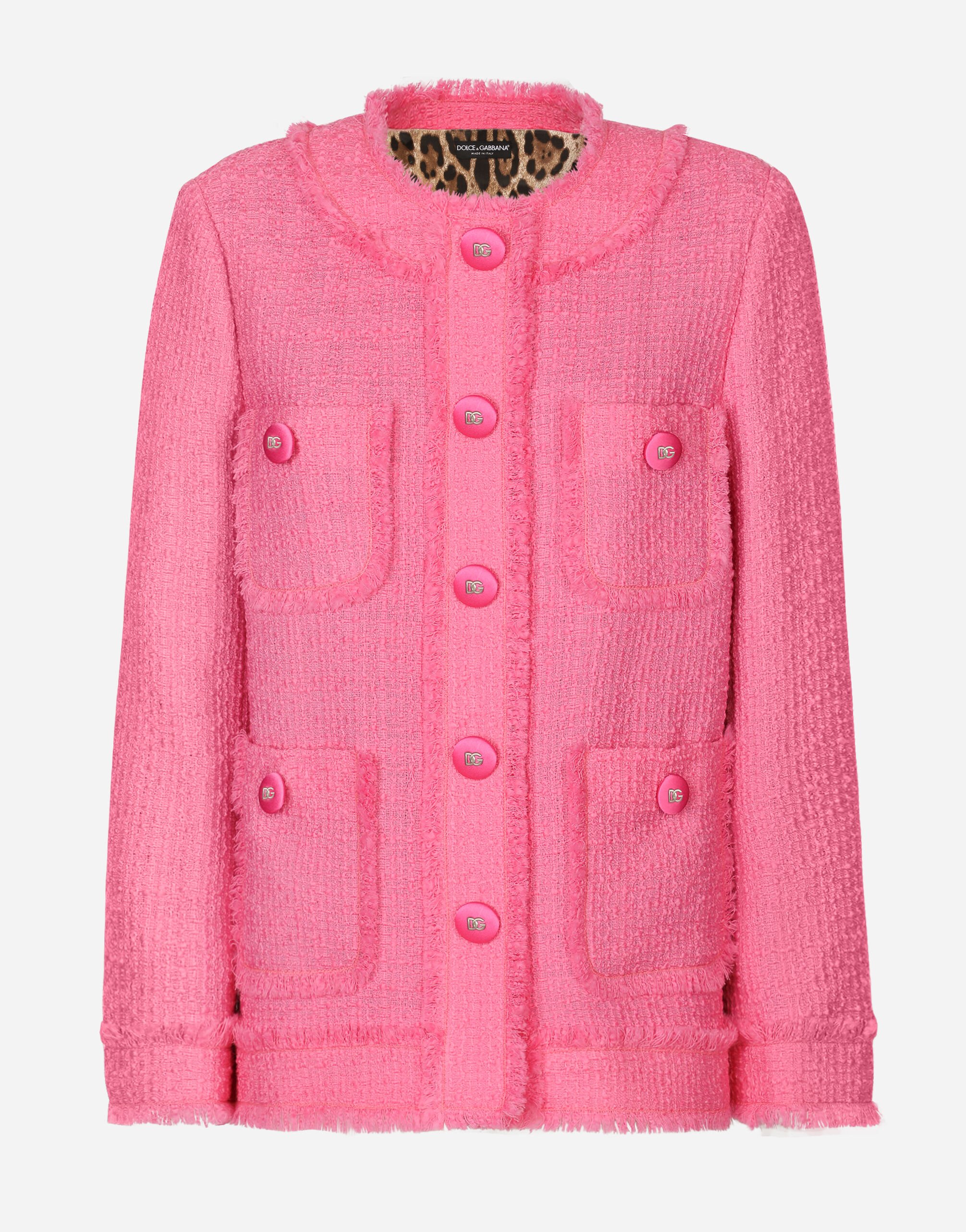 Single breasted raschel tweed jacket in Pink for Women Dolce Gabbana US
