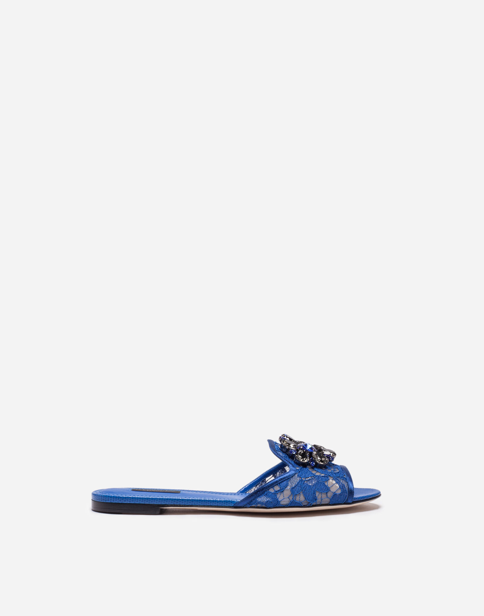 Slippers In Lace With Crystals Women Dolce Gabbana