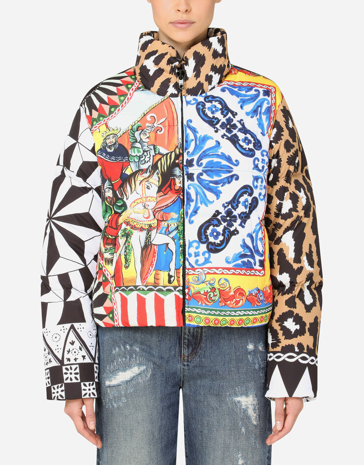 Dolce & Gabbana Padded nylon jacket with patchwork print MULTICOLOR I9514WFHMF2